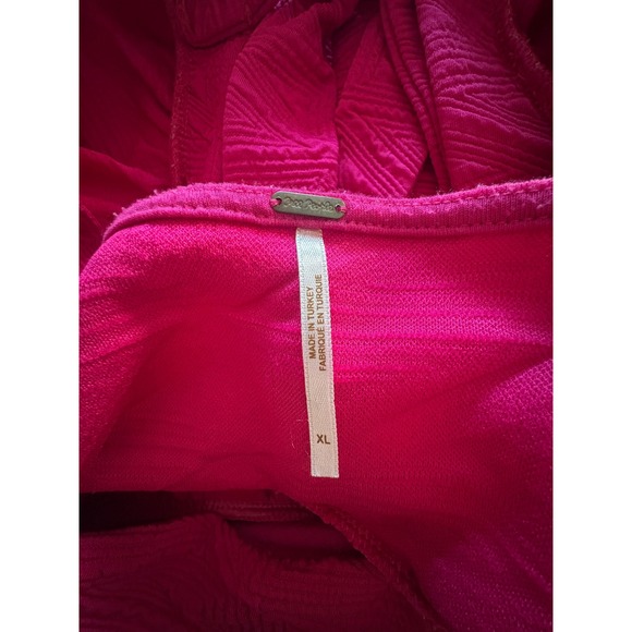 Free People Violet Mini Dress Fuchsia Pink Puff Sleeve Open Back XL - Picture 5 of 6